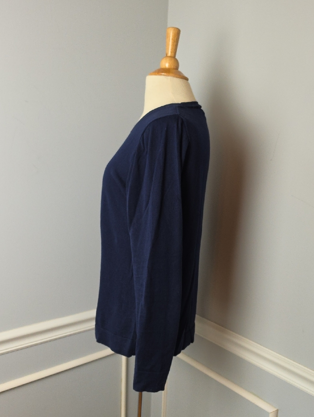 J.CREW FACTORY Teddie Navy Blue 100% Cotton Career Preppy Crewneck Sweater L - Picture 2 of 7